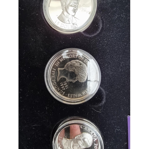 380 - Coins: a cased 2011 'The Princess Diana 50th Birthday' three coin set, containing two Canada silver ... 