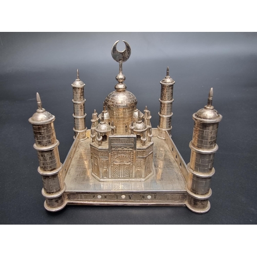 43 - A silver plated model of a Mosque, 10.5cm wide.