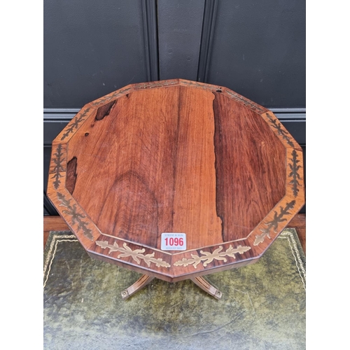 1096 - An interesting Regency rosewood and brass inlaid octagonal tripod table, in the manner of John Mclea... 