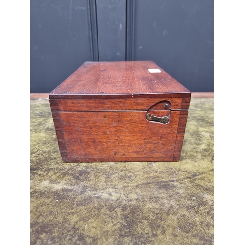 1111 - A Victorian mahogany sewing casket, bearing ivorine label inscribed 'S Maw, Son & Sons', 32.5cm ... 