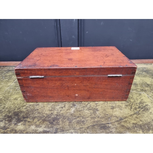 1111 - A Victorian mahogany sewing casket, bearing ivorine label inscribed 'S Maw, Son & Sons', 32.5cm ... 