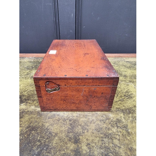 1111 - A Victorian mahogany sewing casket, bearing ivorine label inscribed 'S Maw, Son & Sons', 32.5cm ... 