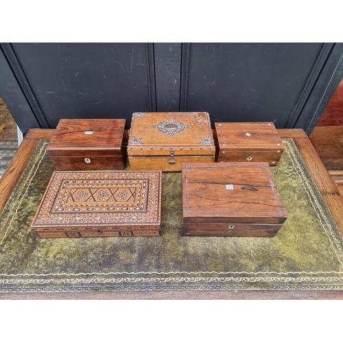 1123 - A collection of Victorian and later boxes and caskets, largest 36cm wide. ... 