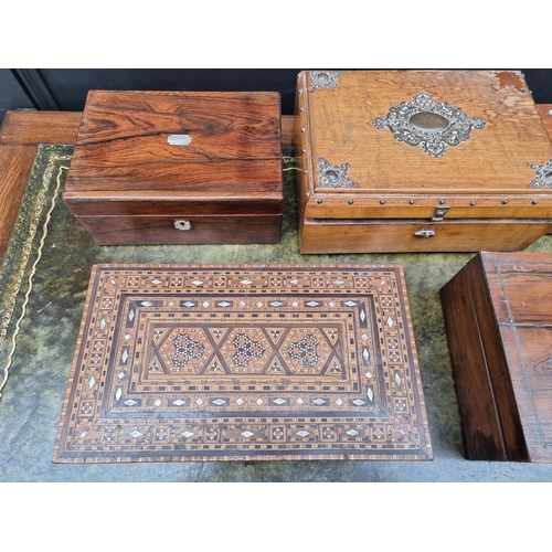 1123 - A collection of Victorian and later boxes and caskets, largest 36cm wide. ... 