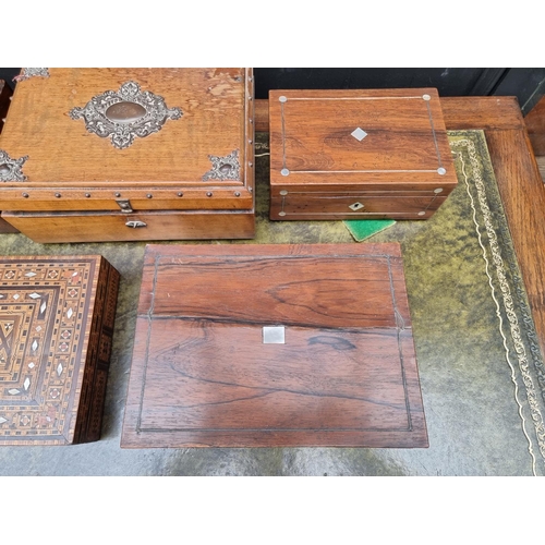 1123 - A collection of Victorian and later boxes and caskets, largest 36cm wide. ... 