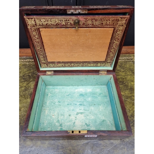 1135 - A Victorian rosewood and mother-of-pearl casket, 28cm wide; together with a rosewood and mahogany gl... 