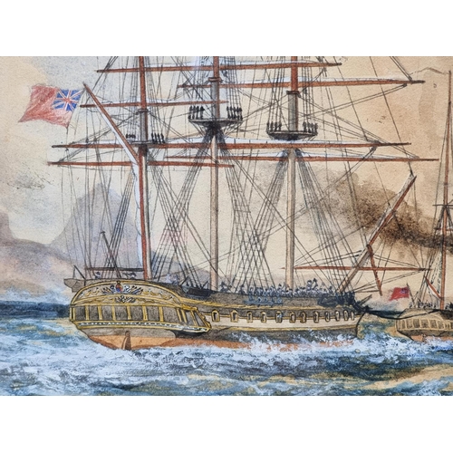 1147 - C Moore, Naval ships, signed and dated 1882, watercolour and gouache, 33 x 42.5cm.