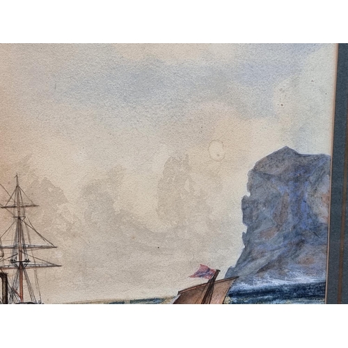 1147 - C Moore, Naval ships, signed and dated 1882, watercolour and gouache, 33 x 42.5cm.