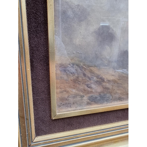 1225 - John Carlisle, misty mountains, signed and dated 1915, watercolour, 34.5 x 52cm.  ... 