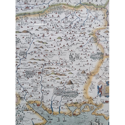 1231 - An antique hand coloured map of Southamptoniae, by Christopher Saxton, 40 x 44cm. ... 