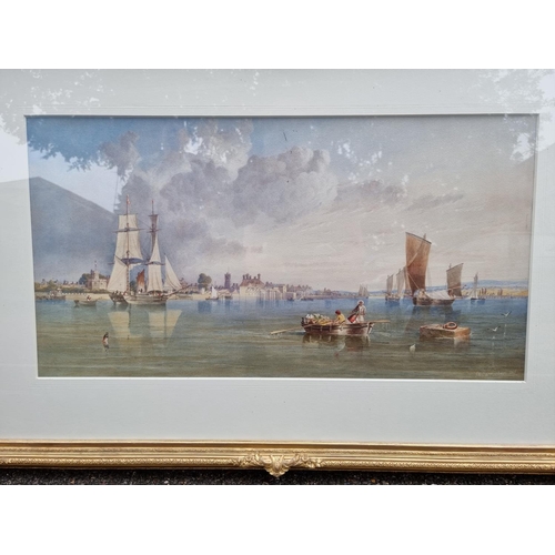 1232 - J W Carmichael, Solent scenes, a pair, each signed and dated 1865, watercolour, 39.5 x 75cm. (2)&nbs... 