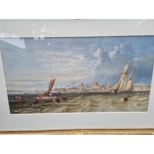 1232 - J W Carmichael, Solent scenes, a pair, each signed and dated 1865, watercolour, 39.5 x 75cm. (2)&nbs... 