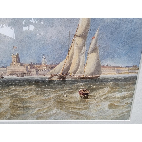 1232 - J W Carmichael, Solent scenes, a pair, each signed and dated 1865, watercolour, 39.5 x 75cm. (2)&nbs... 