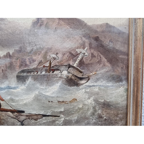 1234 - British School, 19th century, the wreck, initialled and indistinctly dated 186?, oil on canvas, 32.5... 