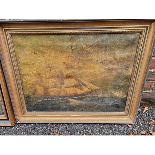 1240 - Four various 19th century maritime oil paintings, largest 47 x 72cm. 