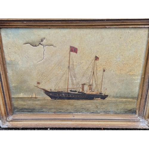 1240 - Four various 19th century maritime oil paintings, largest 47 x 72cm. 