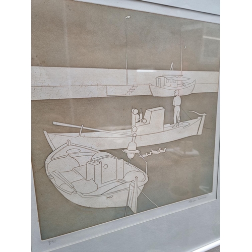 1244 - Adrian Bartlett, boats, signed and numbered 9/50,  lithograph, pl.36.5 x 36.5cm.  ... 