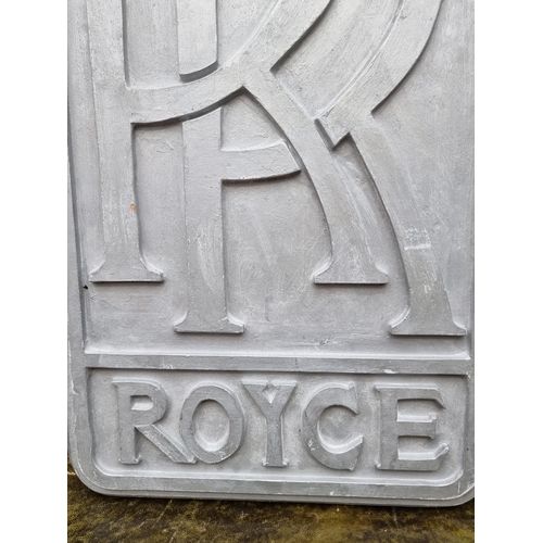 1267 - Automobilia: a silver painted MDF Rolls Royce sign, inscribed verso, 74 x 40.5cm.  ... 