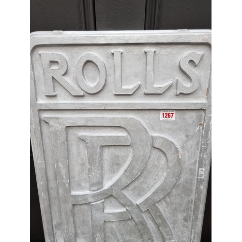 1267 - Automobilia: a silver painted MDF Rolls Royce sign, inscribed verso, 74 x 40.5cm.  ... 