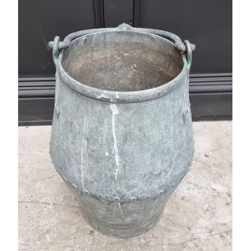 1356 - A galvanized metal swing handled churn, total height 77cm. 