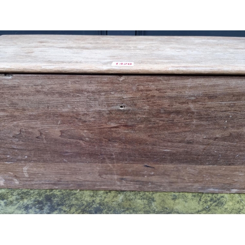 1420 - A small Victorian pine coffer, 74cm wide.