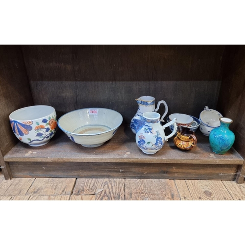 1496 - A collection of Chinese and Continental pottery and porcelain, to include a Sevres 'crystalline... 