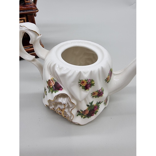 1508 - A scarce Royal Albert 'Old Country Roses' novelty teapot and cover, No.2/85, 24cm high, (second); to... 