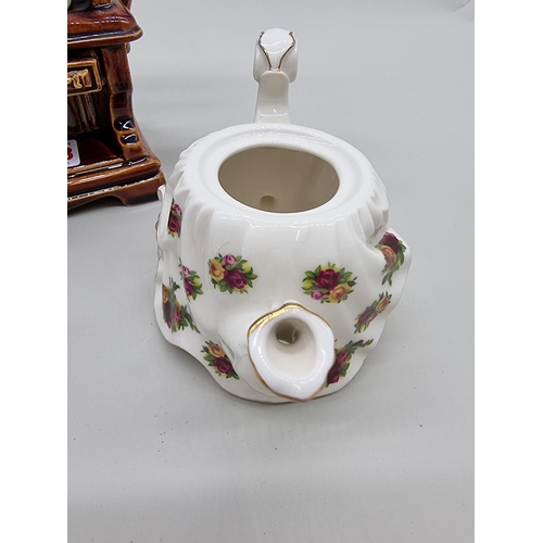 1508 - A scarce Royal Albert 'Old Country Roses' novelty teapot and cover, No.2/85, 24cm high, (second); to... 