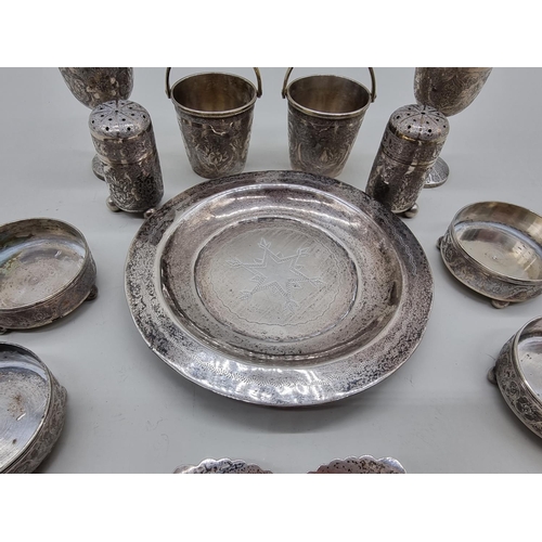 1609 - A quantity of silver plate and Arabic metalware, to include a part cruet set. ... 