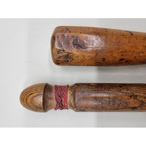 1611 - Two sailor's turned wood fids, largest 26.5cm long. 