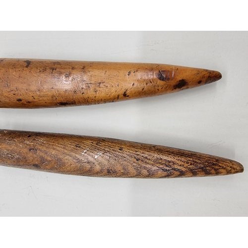 1611 - Two sailor's turned wood fids, largest 26.5cm long. 