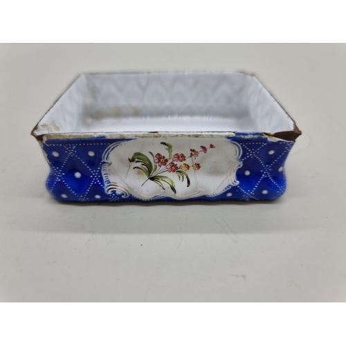 1625 - A 19th century enamel casket, 8cm wide, (s.d).