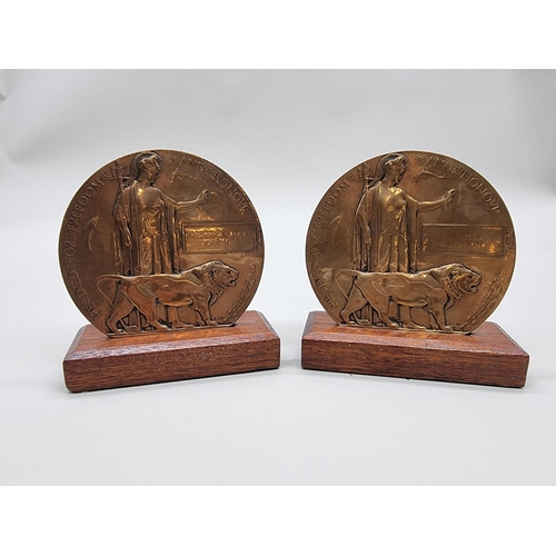 1632 - Medals: a rare pair of World War I death plaques to brothers, 20978 Charles Johnson and 21746 F... 