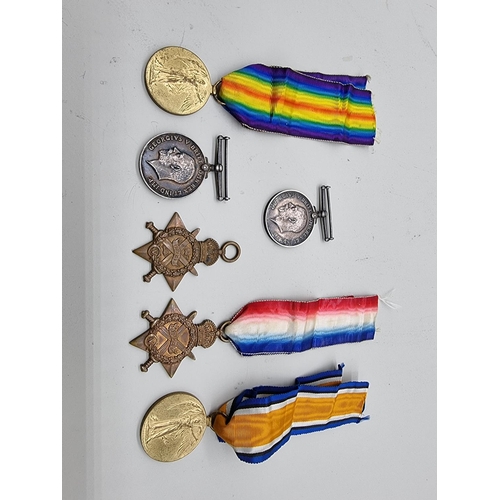 1633 - Medals: two World War I trios to brothers, 4-3259 Pte L Wheeler R.Suss.R and 8514 Pte C.E. Wheeler, ... 