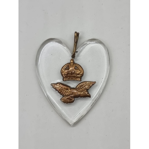 1646 - A World War II RAF perspex sweetheart pendant, 4cm high.