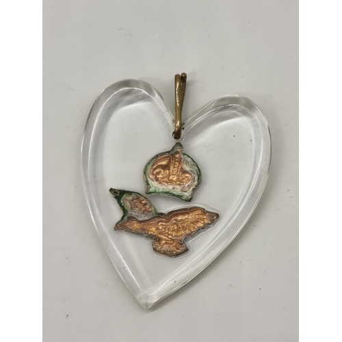 1646 - A World War II RAF perspex sweetheart pendant, 4cm high.