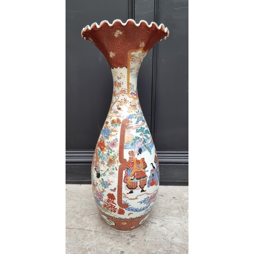 1665 - A large Japanese Imari vase, Meiji, 77.5cm high, (restoration).