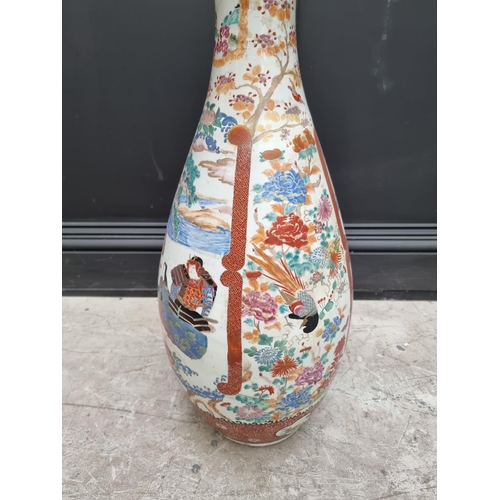 1665 - A large Japanese Imari vase, Meiji, 77.5cm high, (restoration).