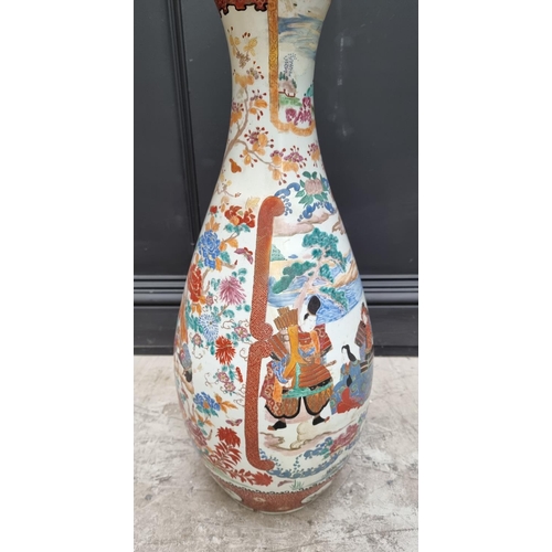 1665 - A large Japanese Imari vase, Meiji, 77.5cm high, (restoration).