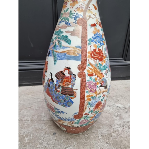 1665 - A large Japanese Imari vase, Meiji, 77.5cm high, (restoration).