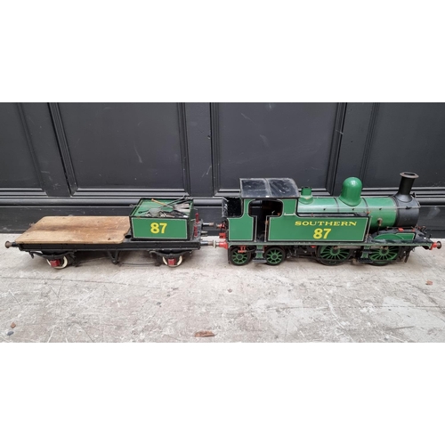 1683 - A 5in gauge 0-4-4 live steam tank locomotive and tender, total length 150cm; together with vari... 