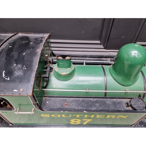 1683 - A 5in gauge 0-4-4 live steam tank locomotive and tender, total length 150cm; together with vari... 