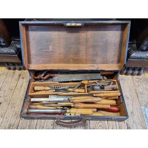 1684 - An interesting collection of carpenter's tools, some inscribed 'W H Good', in ebonized chest, 5... 