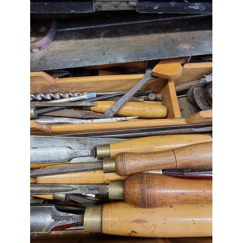 1684 - An interesting collection of carpenter's tools, some inscribed 'W H Good', in ebonized chest, 5... 