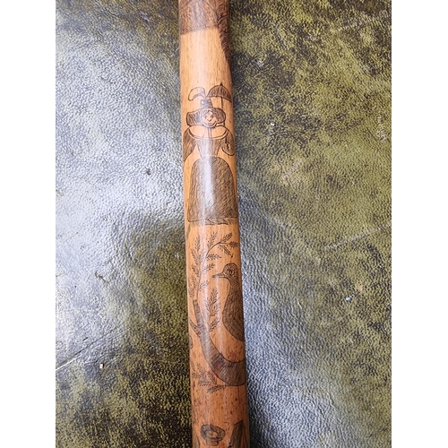 1694 - A very interesting Victorian carved cane, finely engraved all over with figures and exotic anim... 