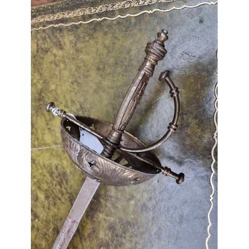 1697 - A reproduction flintlock musket; together with a reproduction sword.