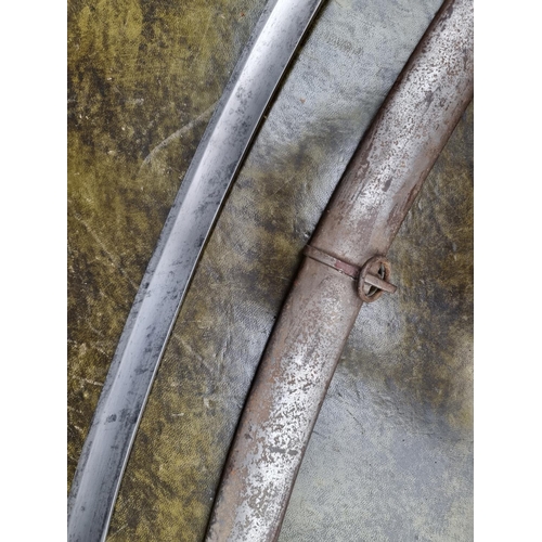 1702 - A 19th century Hussar's sabre and steel scabbard.