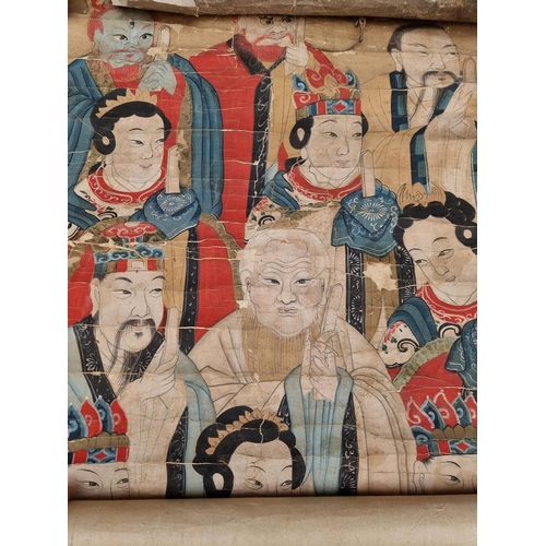 1730 - Chinese School, an extremely large watercolour scroll, 70cm x 675cm; together with another watercolo... 