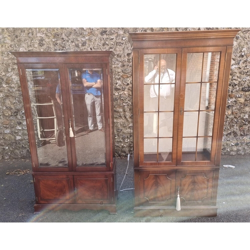 1740 - Two reproduction mahogany display cabinets, 183cm high x 94cm wide and 170.5cm high  x 94cm wide, ea... 