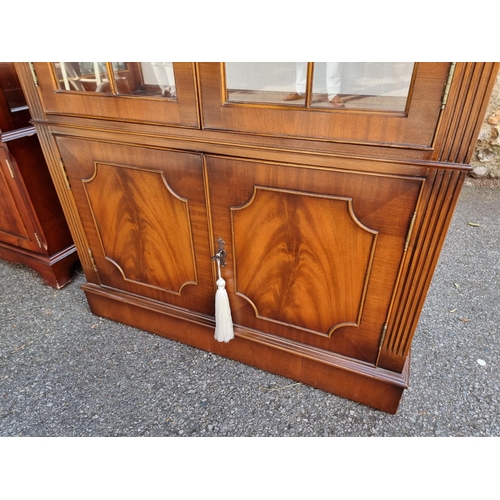 1740 - Two reproduction mahogany display cabinets, 183cm high x 94cm wide and 170.5cm high  x 94cm wide, ea... 